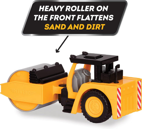 DRIVEN by Battat Micro 1:24 Scale Steam Roller, Realistic Construction Truck Toy with Lights & Sounds for Kids 3+