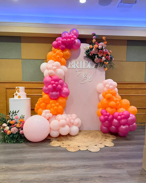 60PCS 12 inch Kelfara Pink and Orange Balloons Orange Hot Pink Light Pink Latex Balloons with Ribbons for Birthday Baby
