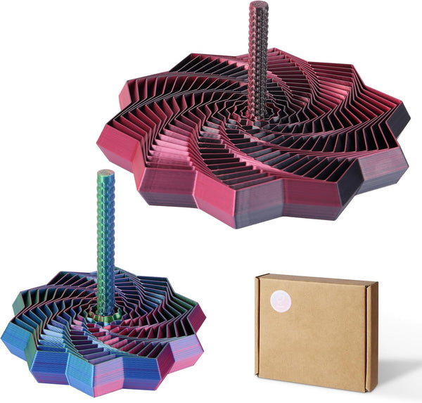 Losaria 2 PCS 3D Printed Sensory Fidget Star with Handles, Colorful Fractal Expanded