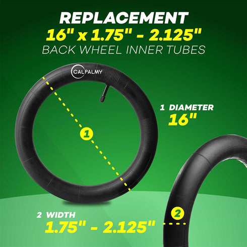 16'' Back Wheel Replacement Inner Tubes (2-Pack), Compatible with Graco Click/Go Jogging/BoB Revolution SE/Pro/Flex/SU