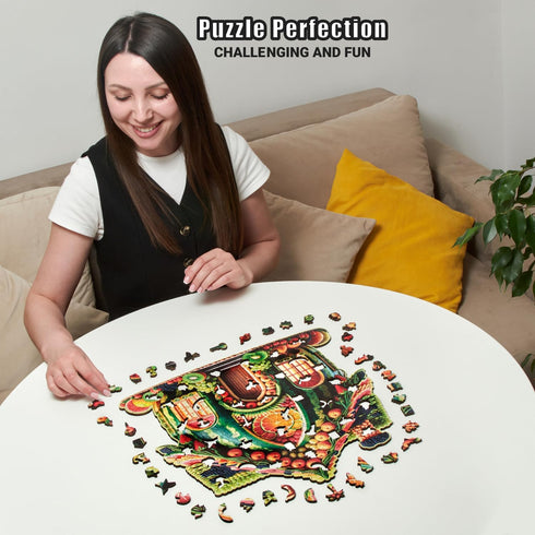 LEOGOR Wooden Puzzles for Adults - Fruit Cottage Creation - 350 Piece Large Jigsaw with Birds, Flowers