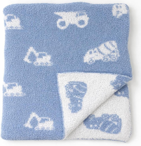 28"x40" L+L USA Construction Trucks Baby Blanket - DreamSoft Knit Throw for Crib, Stroller, Car Seat - Soft Newborn