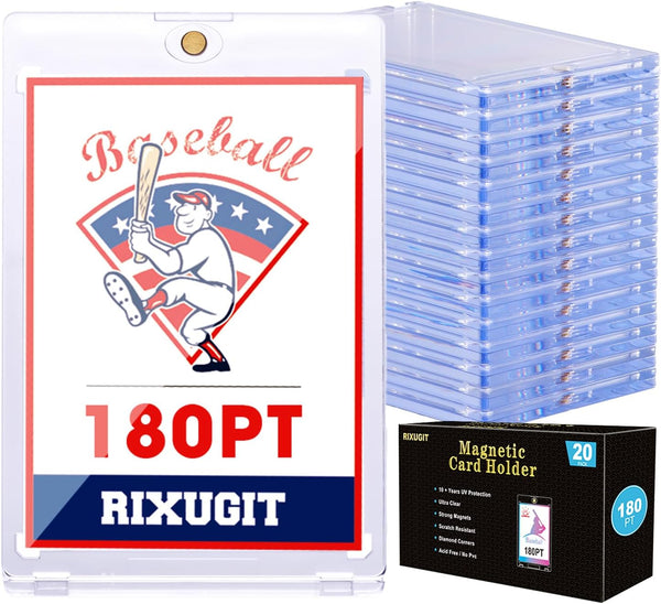 RIXUGIT 20-Pack Magnetic Card Holder for Trading-Cards - 180pt Clear Trading Card Sleeves,