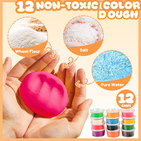 3 1 Set, 3+ (12 Crelloci in Color Dough Kitchen Creations Ice Cream Spaghetti Burger Maker Machine, Art Crafts Food