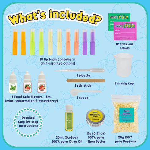 Lip Balm Making Kit for Girls with Natural Ingredients - Cool Birthday Gifts for 10 Year Old Girl, 8 9 10 Year Old Girl Gift Ideas - Skin Care for Kids 8-9 & Up
