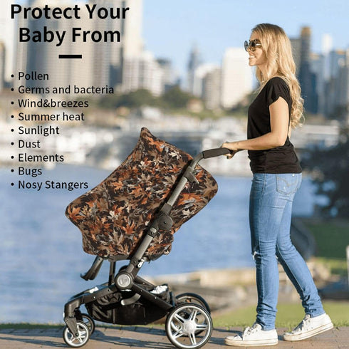 Hunting Camo Leave Baby Car Seat Canopy Nursing Cover for Breastfeeding Multi-Use Infant Carrier Carseat All Season