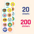 Farm Animal Stickers for Kids, 1.5" - 20 Sheets, 200 Total Stickers
