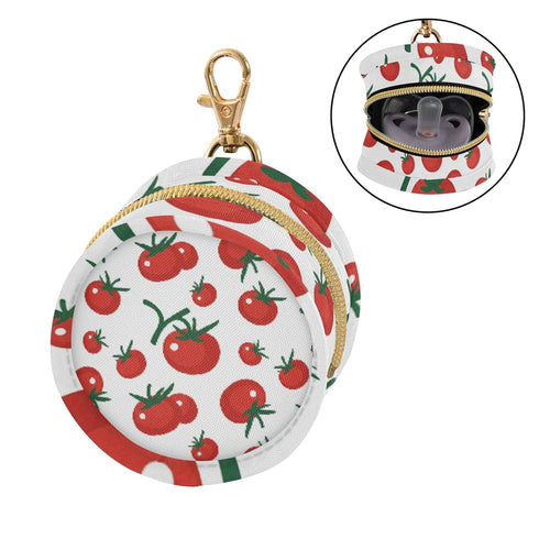 PYBUG Tomato Round Pacifier Storage Case, Polyester & TPU Lined with Hook Buckle, Pacifier Container Box for Baby