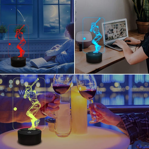 FULLOSUN Baseball 3D Night Light, Remote Control Bedside Lamp for Kids Baseball Fans, 16 Colors + 4 Modes + Dim Function