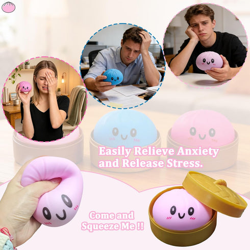 PMDYBY Dumpling Squishy Toy, Dumpling Squishy Mystery Box, Colorful Dumplings Stress Balls Fidget Sensory Toy, Squeeze