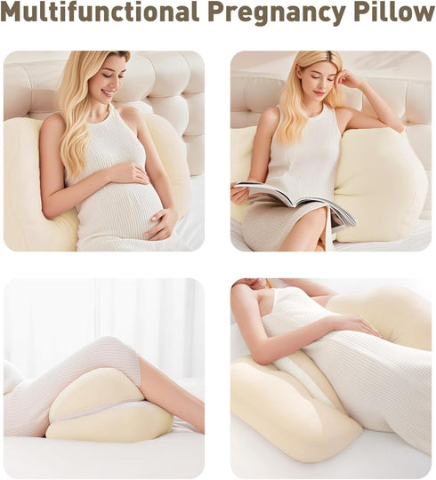 Pregnancy Pillow for Sleeping, Portable Maternity Pillow Double-Side, Belly, Hip, Back Support for Pregnant Women