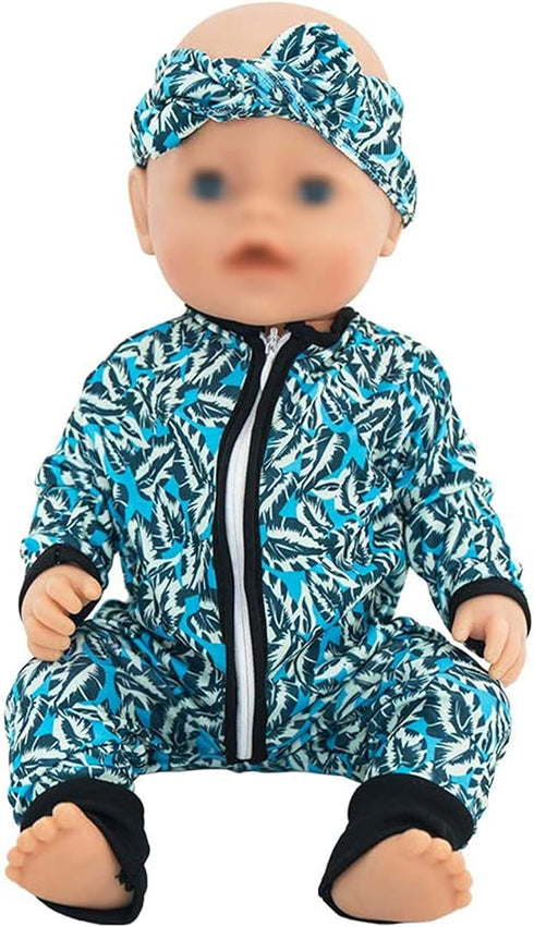 SOTOGO 5 Sets Doll Clothes Outfits - Jumpsuits with 5 Headbands for 14 to 17 Inch Baby Dolls