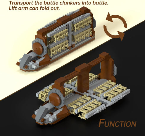 Battle Army Clone Platoon Attack Craft Building Kit, 32-Piece Troop Carrier with 2 Droidekas for Kids 6-12