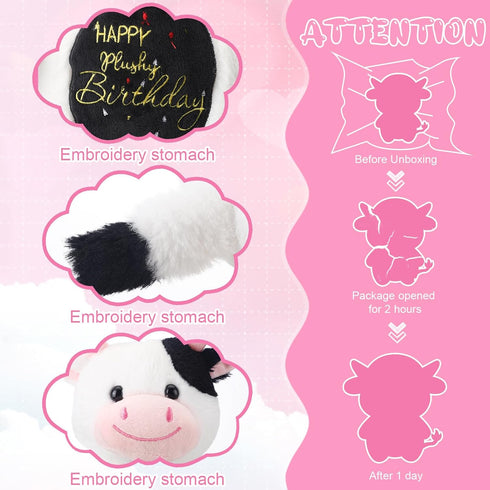 9.8" Happy Birthday Cow Plush Toys Cute Soft Cow Stuffed Animal Gifts for Boys Girls