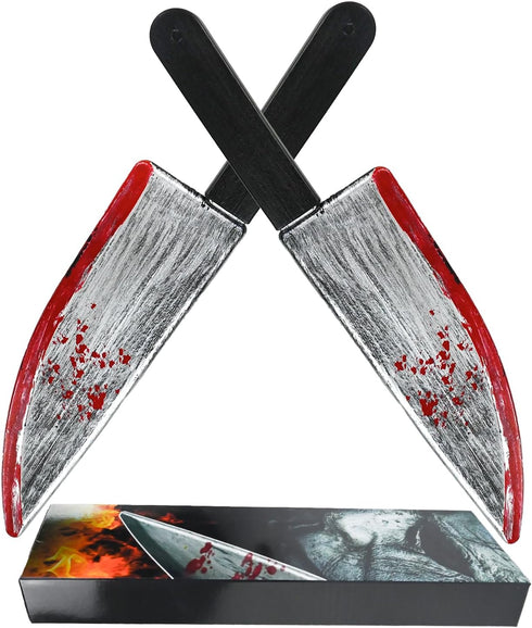 Knife Prop, 2 PCS Halloween Plastic Fake Knife, Realistic Looking Prank Toy for Halloween Decoration