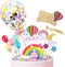 MOVINPE Happy Birthday Cake Topper, Rainbow Cloud Decoration with Confetti Balloons for Kids