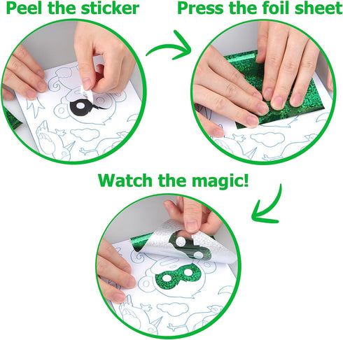 Vinlon Foil Fun Arts and Crafts Kits for Kids, Mess Free Travel Activities Toys for Ages 4-10