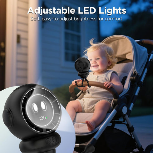 BreezeBoost 6000mAh 4 360 Stroller Fan, Stroller Fans Clip On for Baby with Speeds, LED Display & Night Light, Rotate