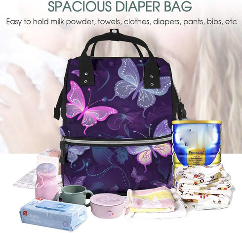 HCBPWVQA Backpack Daypacks Backpack Mommy Cute Butterfly Diaper Bag with Changing Pad and Pacifier Holder