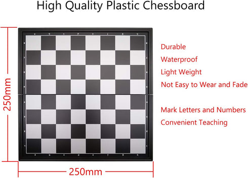 9.8" Magnetic Travel Chess Set, Portable Folding Chess Board for Adults and Kids, Black & White Color