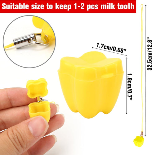 KH866 60 Pcs Tooth Necklaces for Lost Teeth Tooth Holder Necklaces with Container Case, Milk Tooth Saver Storage Box