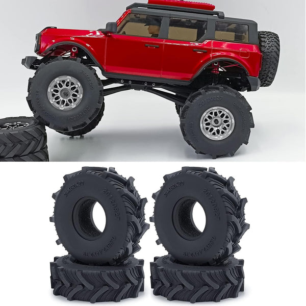 RCHUBAM 4PCS 1.0" Micro Crawler Tires - Rubber Mud Tires for 1/18 TRX4M 1/24 Axial SCX24 RC Crawler Car (62mm)