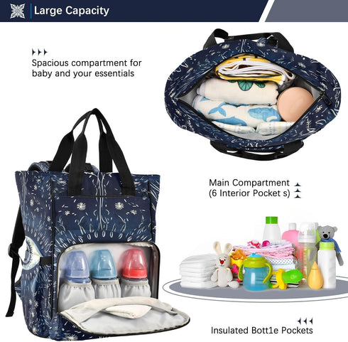 YANENDIE Backpack, Backpack Backpack Blue Evil Eye Diaper Bag Unisex Travel Baby Diaper Bags with Stroller Straps
