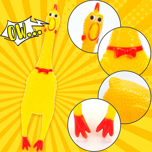 POPLAY 3 PCS Squeaky Rubber Chickens, Prank Novelty Toys for Dogs