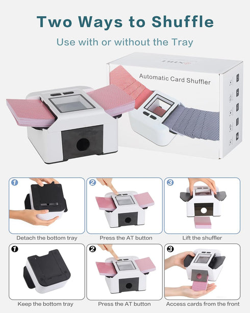 ONTILT M1 200mAH 1-2 10 Automatic Card Shuffler with AUTO & Manual Mode, Low Noise, Rechargeable Built-in Battery