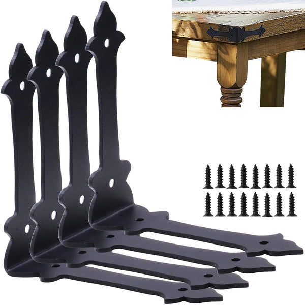 4 Inch Corner Protector, Black Corner Guards with Metal Embellishments for Home Edge Hardware Accessories (4 Pack)