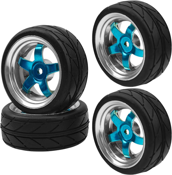 2.59in Rubber Tires & 12mm Hex Plastic Wheel Rims Set for Traxxas Kyosho HPI Tamiya Associated 1/10 RC Car