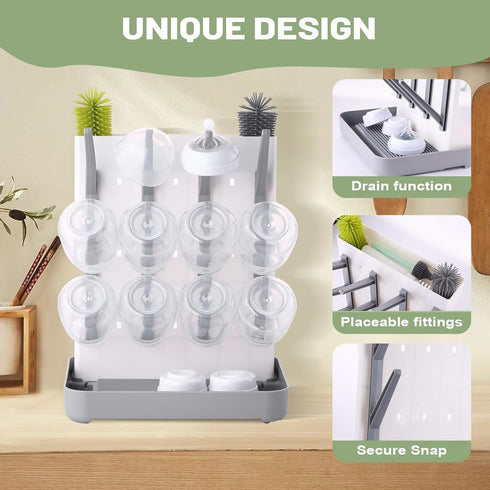 Hranio 12 Baby Bottle Drying Rack Baby Bottle Organizer Drying Rack Space Saving Foldable Dish Can Dry Up to Bottles