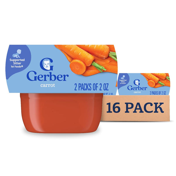 Gerber Stage 1 Baby Food, Carrot Puree Tubs, No Added Salt, No