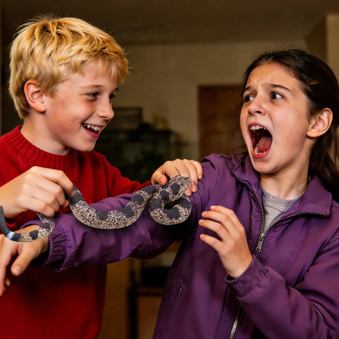2Pcs SIENON Realistic Fake Snakes Toys Figures, Soft Rubber Lifelike Garden Poisonous Scare Birds and Squirrels, Viper