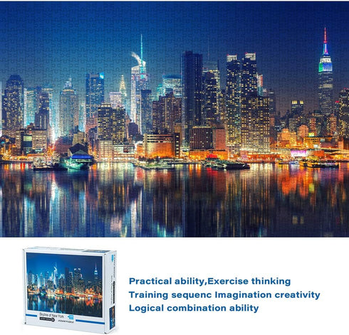 New York City Skyline Puzzles Art 1000 Pieces Jigsaw Puzzles,DIY Puzzles Educational Brain Challenge Games for Adults Kids