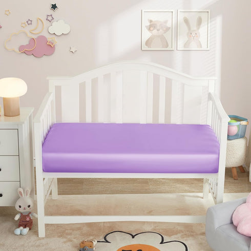 2 Pack 52" 28" 8" Horbaunal Satin Crib Sheets for Baby with Sensitive Hair, x x Silky Fitted Crib Sheets, Soft Toddler