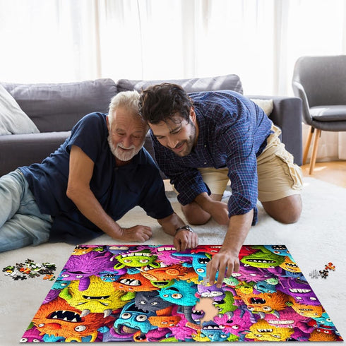 Jigsaw Puzzles for Adults, 1000 Piece Crazy Colorful Monsters Puzzle