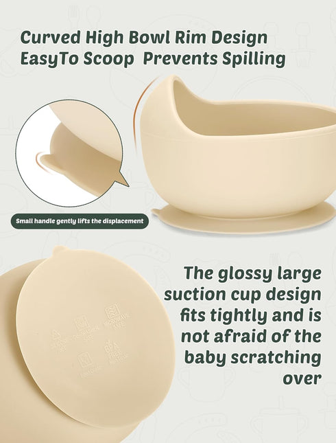 24 Set, PCS Silicone Baby Feeding Baby Led Weaning Supplies Includes Suction Bowls and Divided Plates, Adjustable