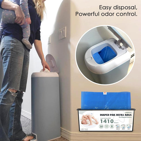 LUBERDUSH 30 1410 7-Layer 2 Pack(60 Diaper Pail Refill Bags - Compatible with Genie Easy Roll Signature & Platinum