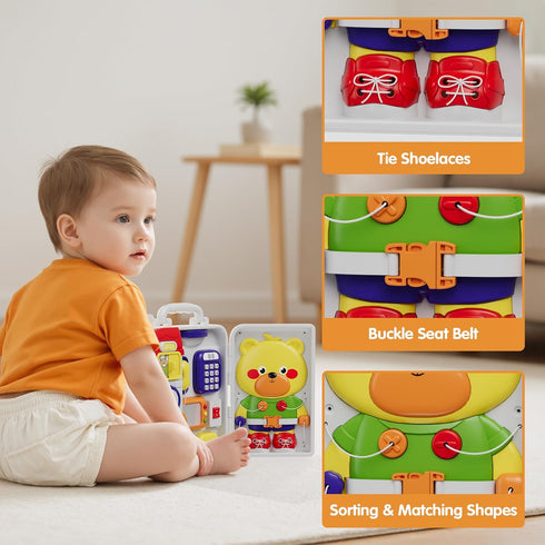1-3 2-4Musical 12-18 1 HYES Montessori Busy Board for Toddlers Toy for Month Age, Early Educational Learning Birthday