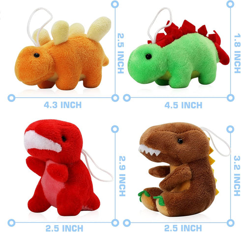 16 Pack Plush Dinosaurs, Mini Dinosaur Figures Assortment Keychain Toy, Soft Dino Stuffed Animal Set for Kids