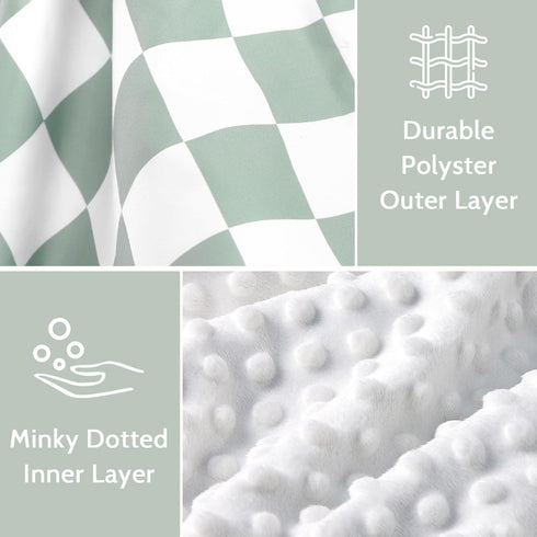 Green Checkered Baby Car Seat Cover & Nursing Pillow Cover