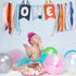 Gosknor Light Blue Navy Brown Orange First Birthday High Chair Banner, Cute Puppy Paw Print Highchair Garland, One