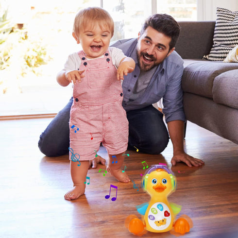 Baby Musical Duck Toy for Tummy Time, Light Up Infant Toys for 0-18 Months, Birthday Gifts for Boys & Girls