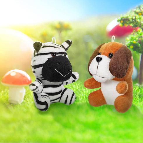 12pcs 3.9 Inch Skylety Mini Safari Stuff Animal Cute Jungle Stuffed Animal Lion Rabbit Owl Hedgehog Monkey Tiger Zebra