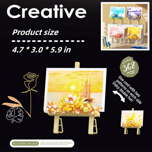WULOBOOI Set, 14+ Mini Flowers Picture Frame Building Desk Decor Block Easel for Message Stickers and Painting Photo