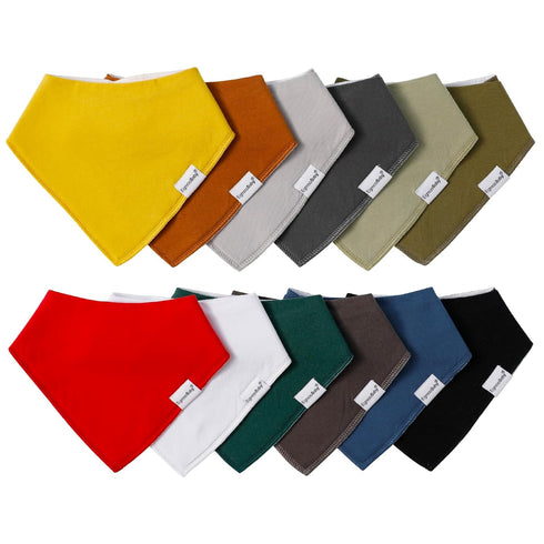 Teething,100% 12Pack Baby Bandana Drool Bibs for Boys Girls,Super Absorbent Triangle Baby Bibs for Drooling and Cotton