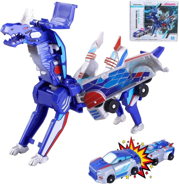 Co-opting Collision Transforming Dinosaur Car Toy, 2 in 1 Magnetic Cars Transform into
