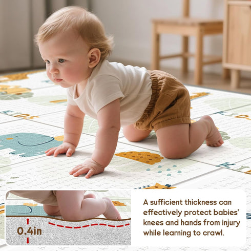79x71 Tummy Foldable Baby Play Mat for Floor, PIGLOG Extra Large Crawiling Play Mat for Babies, Waterproof & Portable