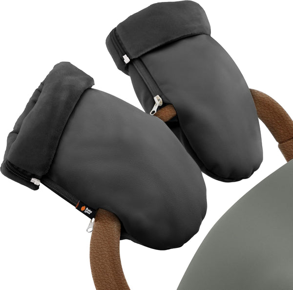 Baby Uma Stroller Gloves Hand Muff - Supersoft Fleece-Lined Faux-Leather Stroller Mittens,